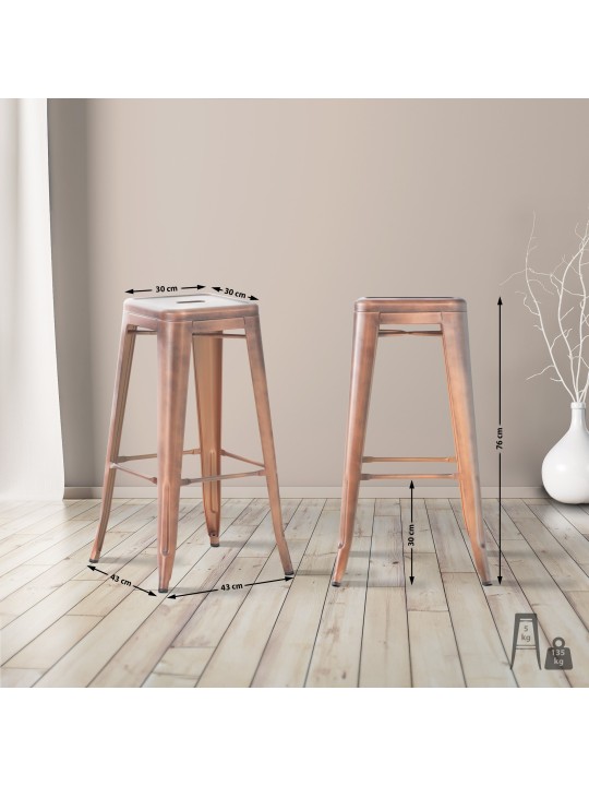 Sæt med 4 barstole Joshua, kobber Sæt med 4 barstole Joshua, kobber