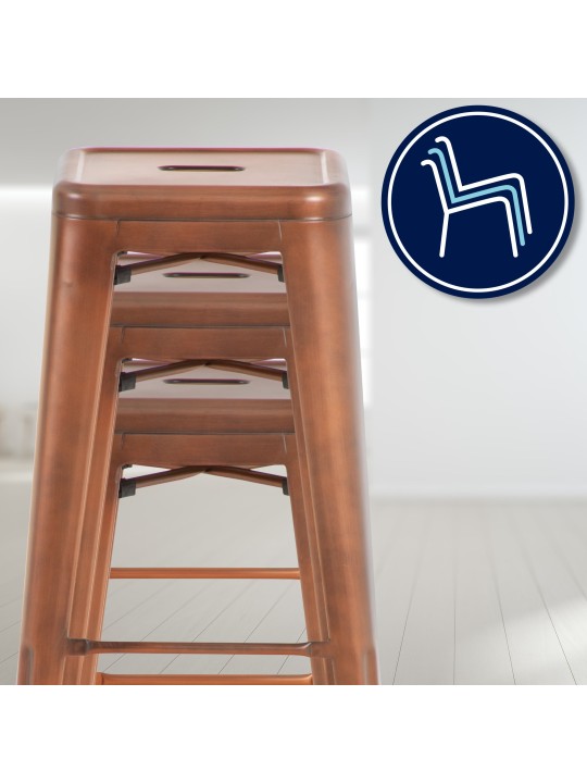 Sæt med 4 barstole Joshua, kobber Sæt med 4 barstole Joshua, kobber