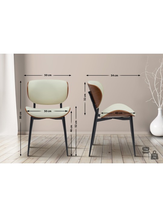 Besøgsstol Enid imiteret læder, valnød/creme Besøgsstol Enid imiteret læder, valnød/creme