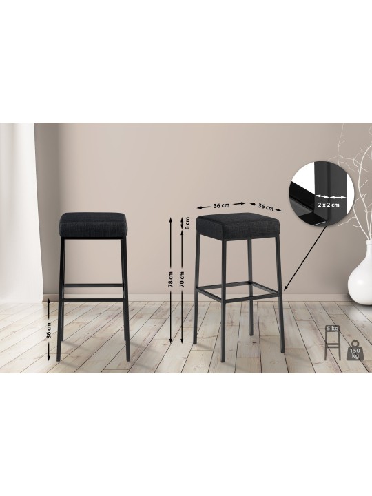 Barstol Montreal B80 stof, mørkegrå