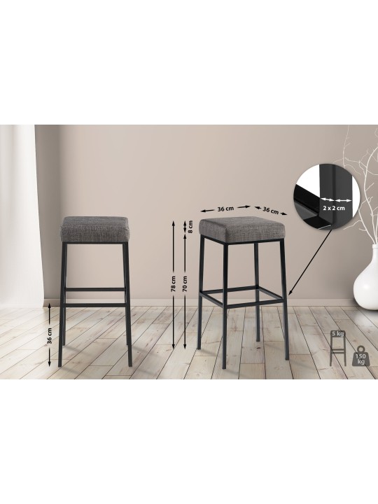 Barstol Montreal B80 stof, grå