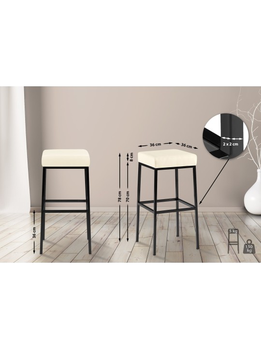 Sæt med 2 barstole Montreal 80 kunstlæder, creme