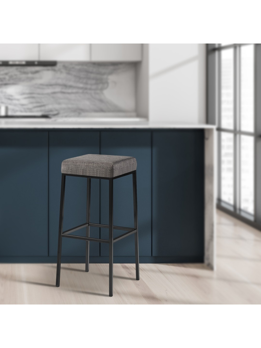 Sæt med 2 barstole Montreal 85 stof, grå