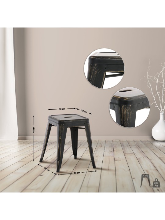 Taburet Armin antik, sort-guld Taburet Armin antik, sort-guld