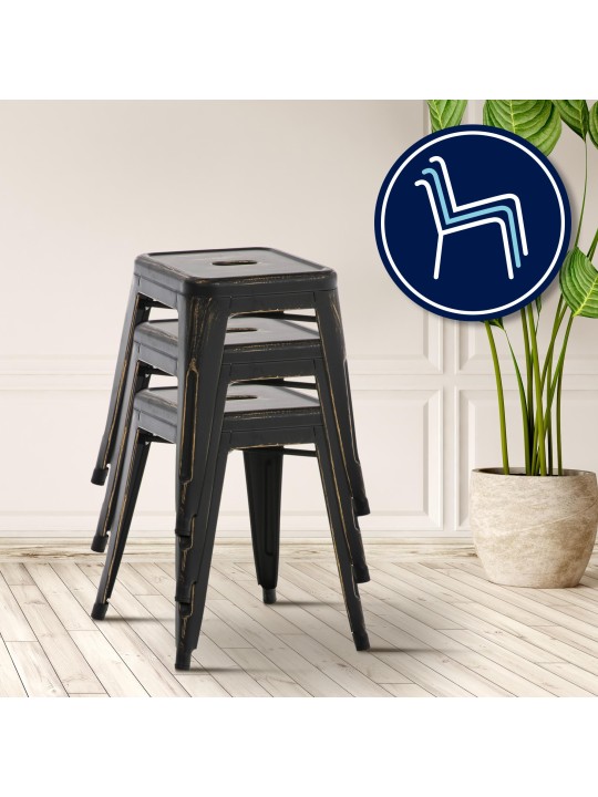 Taburet Armin antik, sort-guld Taburet Armin antik, sort-guld