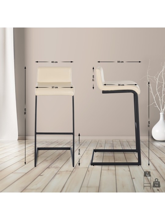 Barstol Newport imiteret læder B, creme