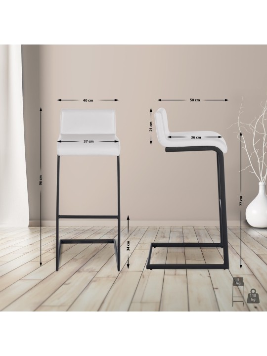 Barstol Newport imiteret læder B, hvid