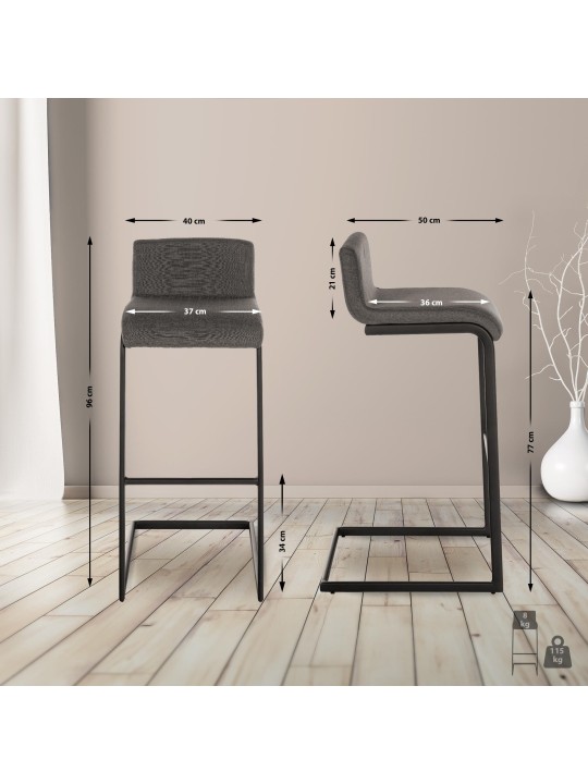 Barstol Newport stof B, mørkegrå