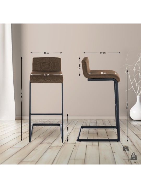 Barstol Newport stof B, brun