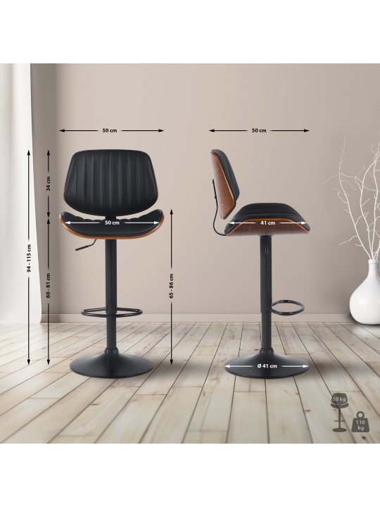 Barstol Clawson imiteret læder, valnød/sort