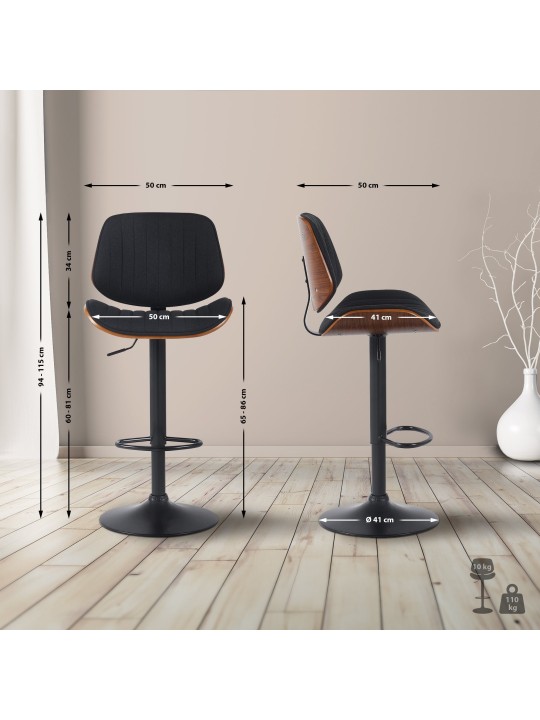 Barstol Clawson stof, valnød/sort