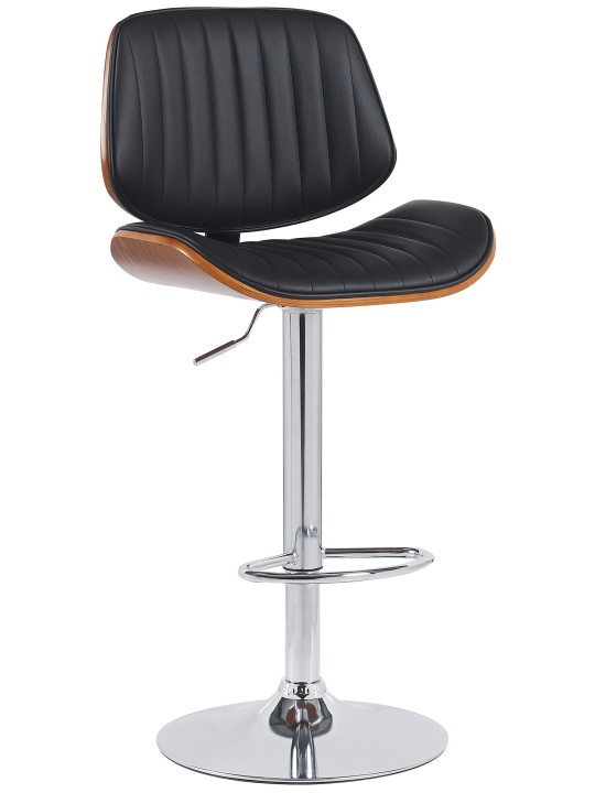 Barstol Clawson imiteret læder krom, valnød/sort Barstol Clawson imiteret læder krom, valnød/sort