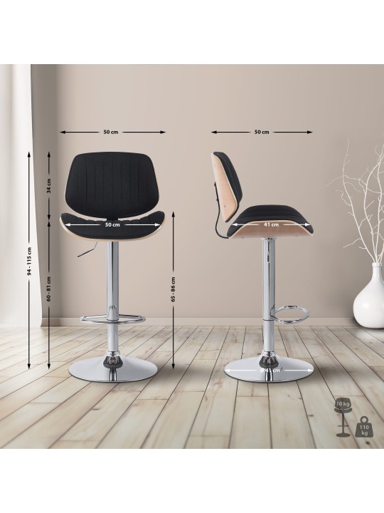 Barstol Clawson stof krom, natur/sort