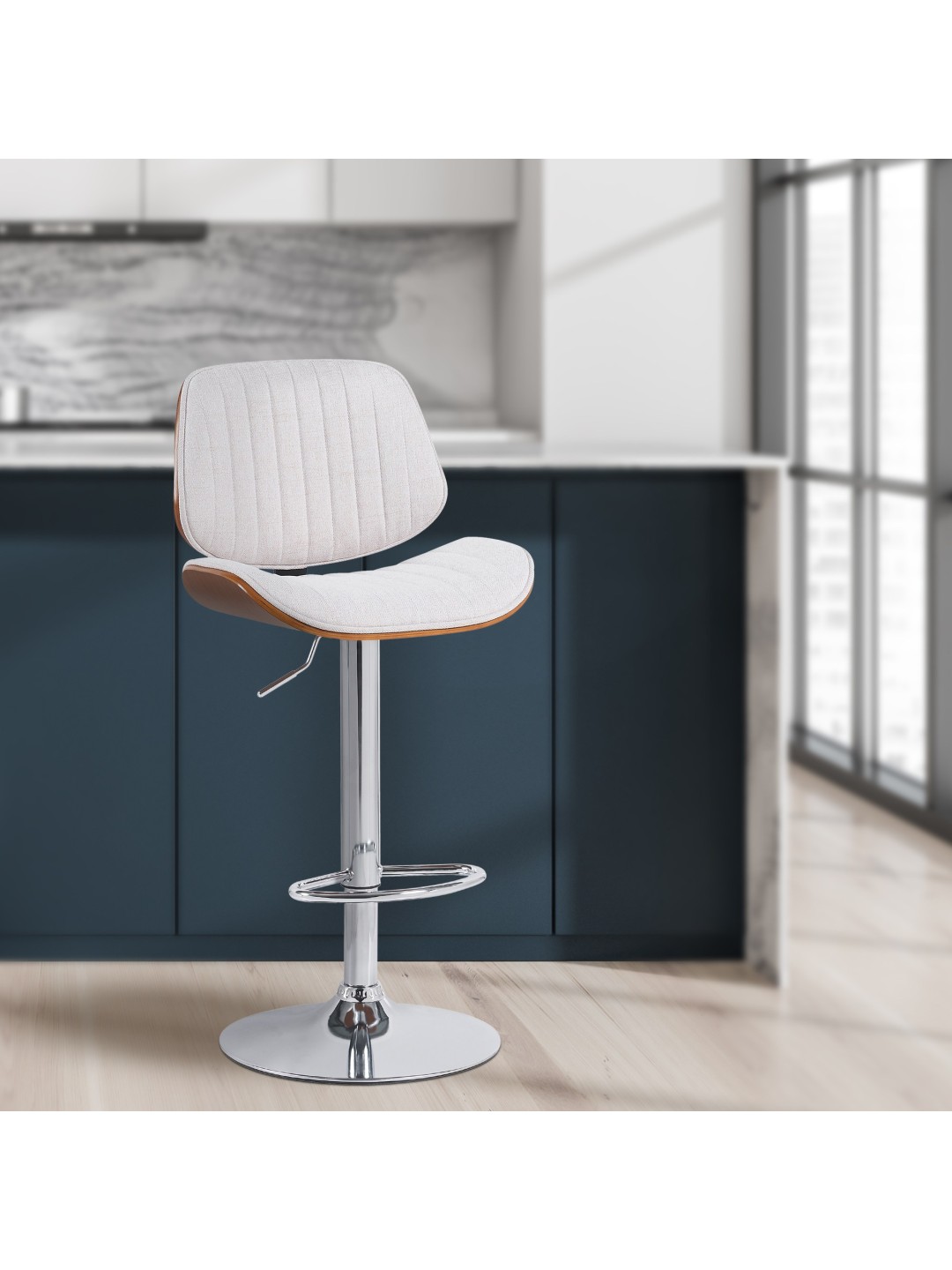 Barstol Clawson stof krom, valnød/creme