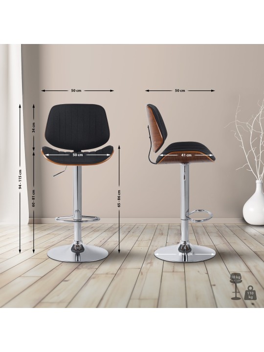 Barstol Clawson stof krom, valnød/sort