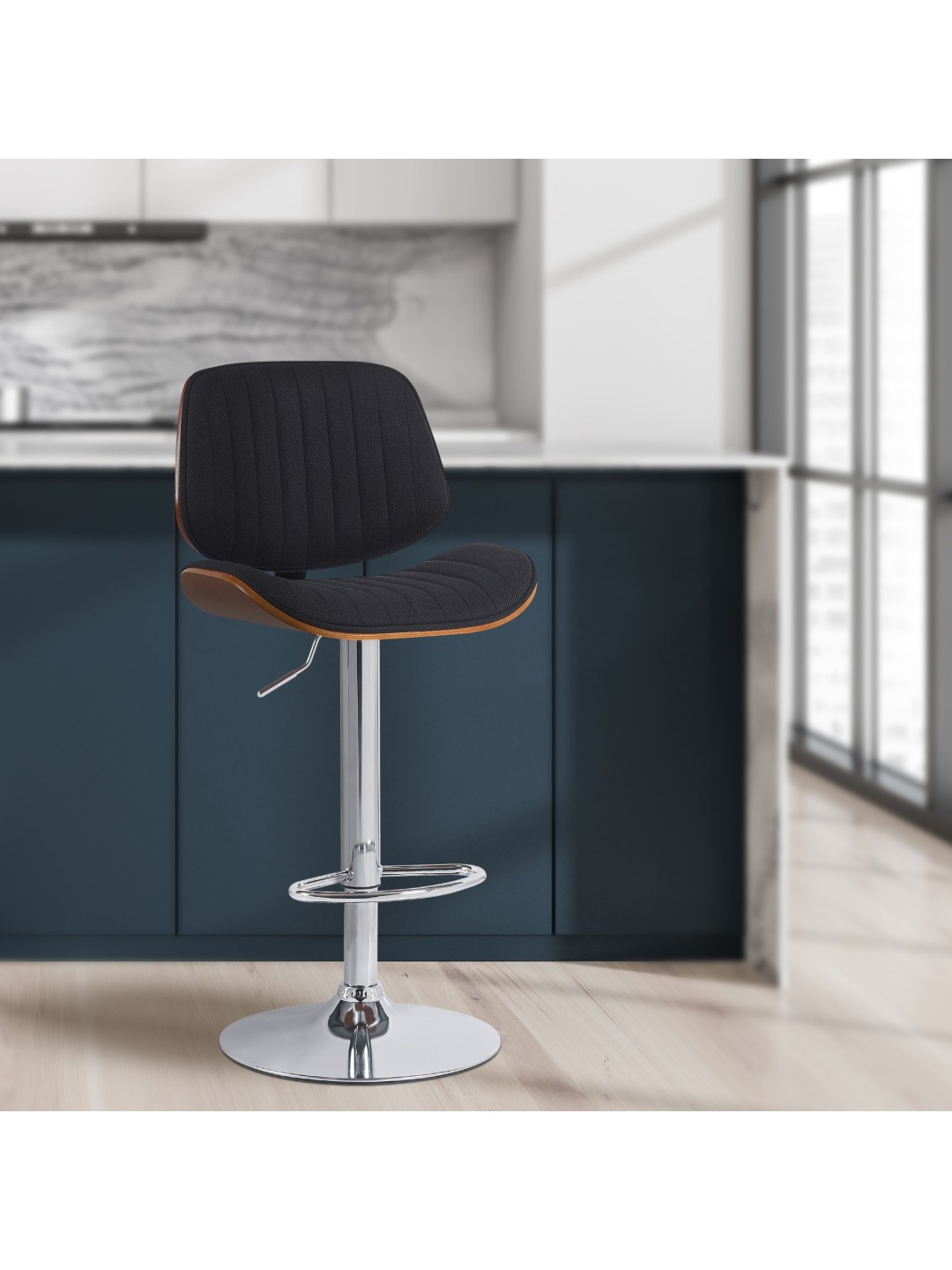 Barstol Clawson stof krom, valnød/sort