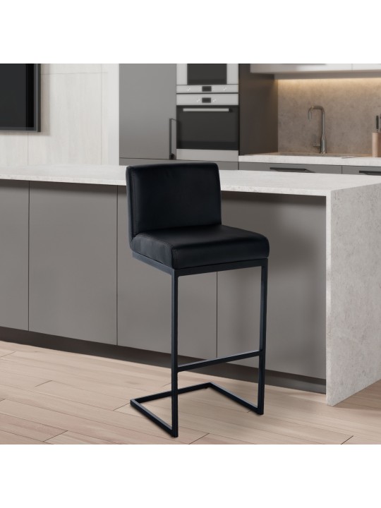 Barstol Hopewell imiteret læder B, sort