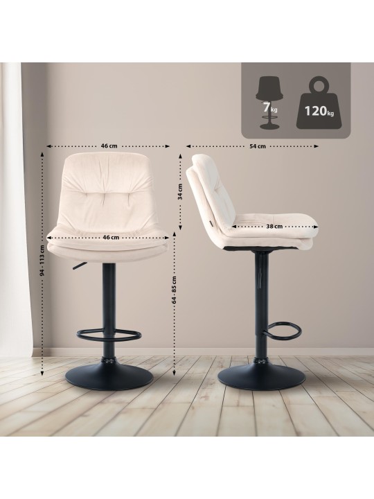 Barstol Laurel velour, creme