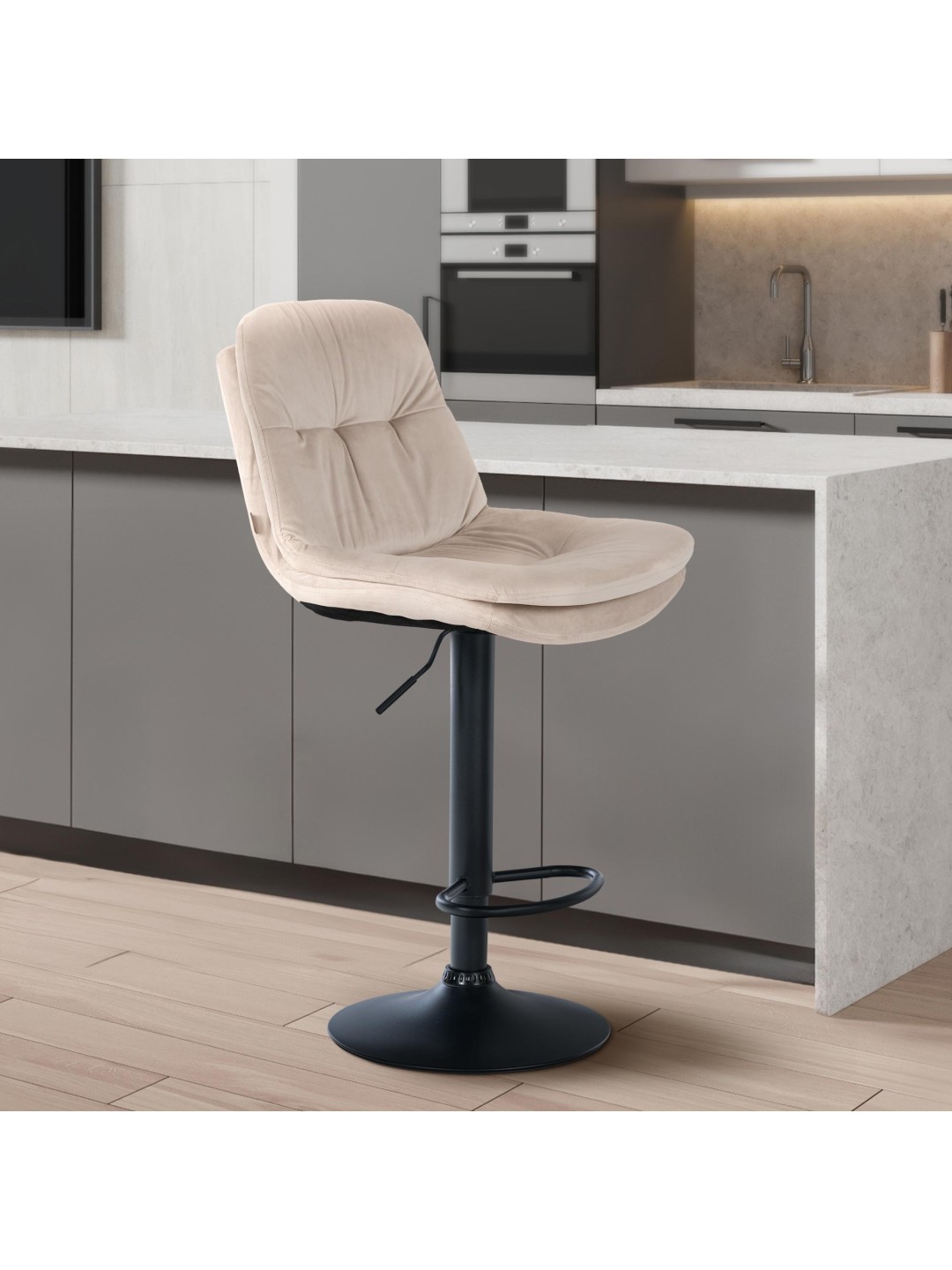 Barstol Laurel velour, creme