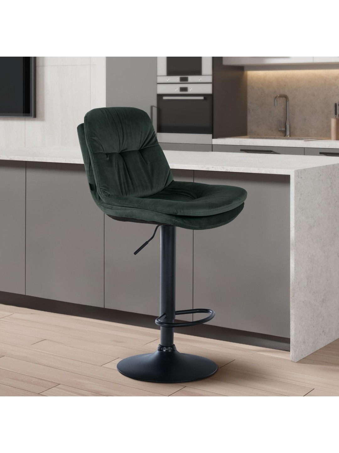 Barstol Laurel velour, mørkegrøn