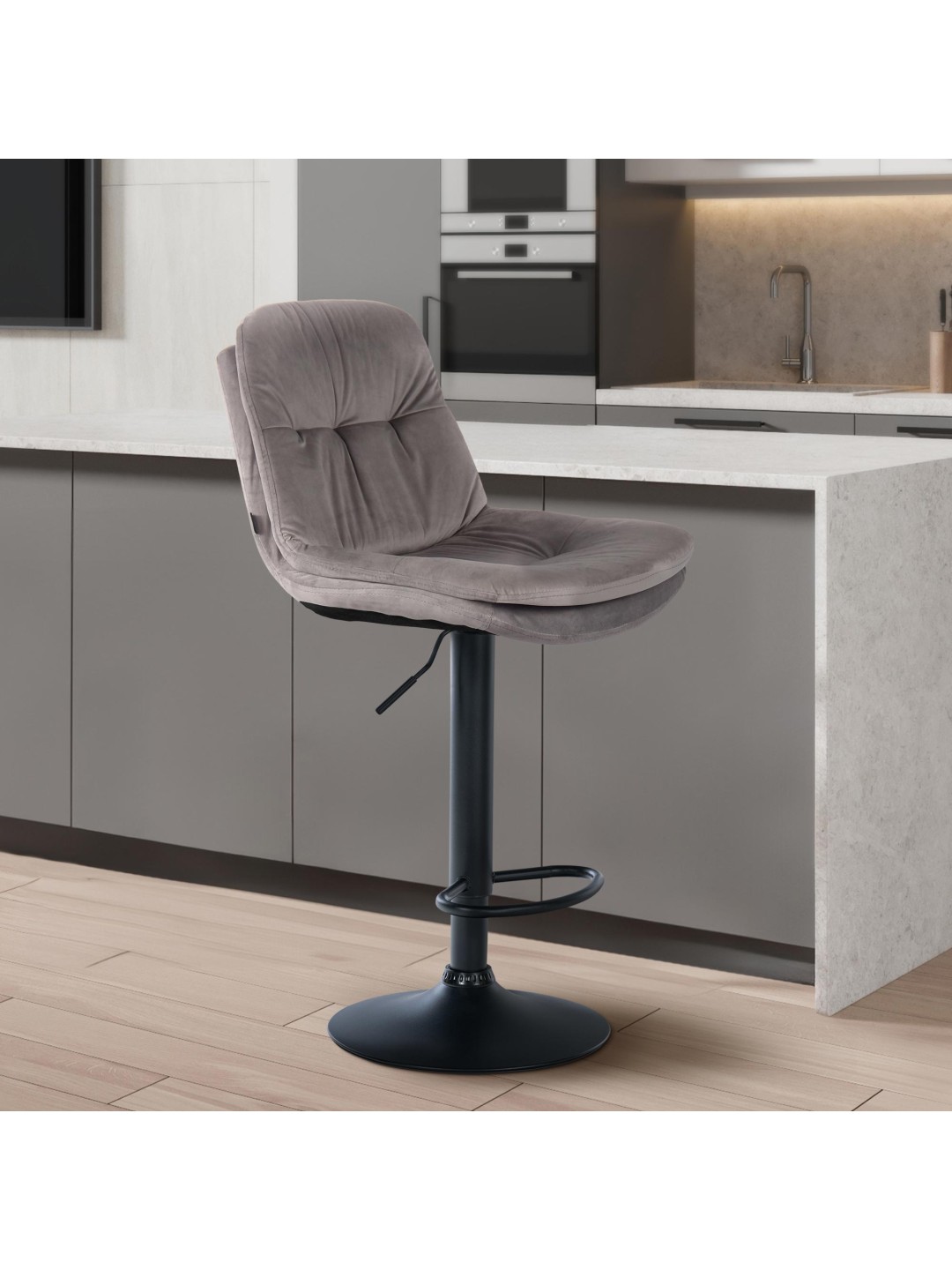 Barstol Laurel velour, grå