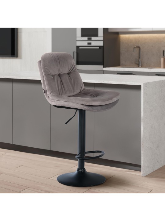Barstol Laurel velour, grå