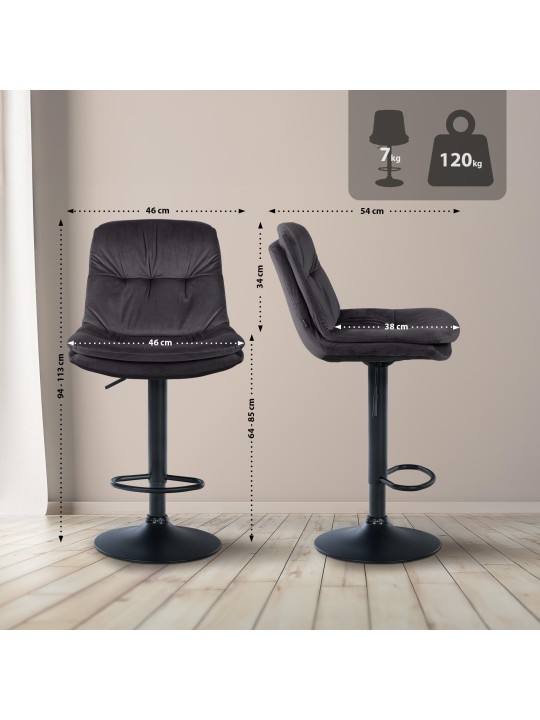 Barstol Laurel velour, sort