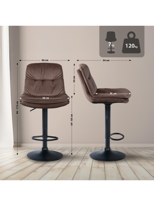 Barstol Laurel velour, brun