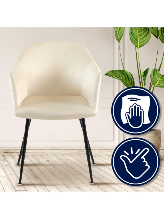 Jaysie spisestuestol i fløjl, creme