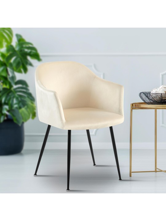 Jaysie spisestuestol i fløjl, creme