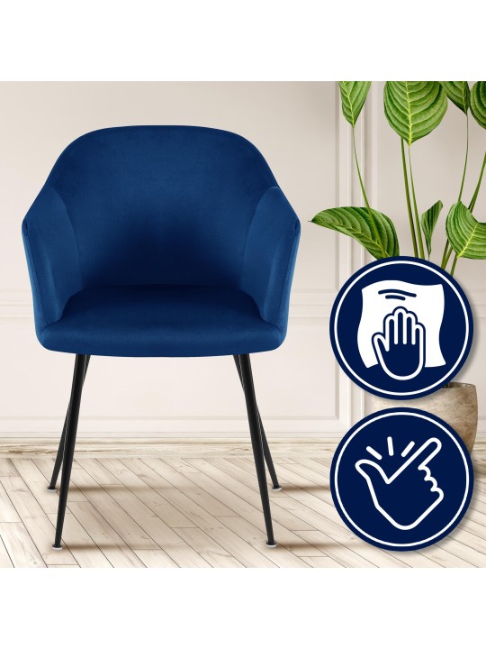 Jaysie spisestuestol i fløjl, mørkeblå