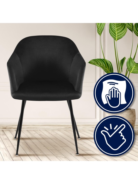 Jaysie spisestuestol i fløjl, sort