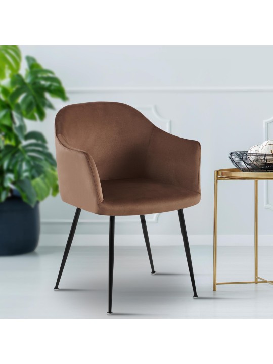 Jaysie spisestuestol i fløjl, brun Jaysie spisestuestol i fløjl, brun