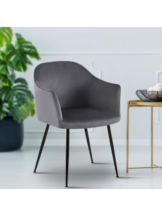 Jaysie spisestuestol i fløjl, mørkegrå Jaysie spisestuestol i fløjl, mørkegrå