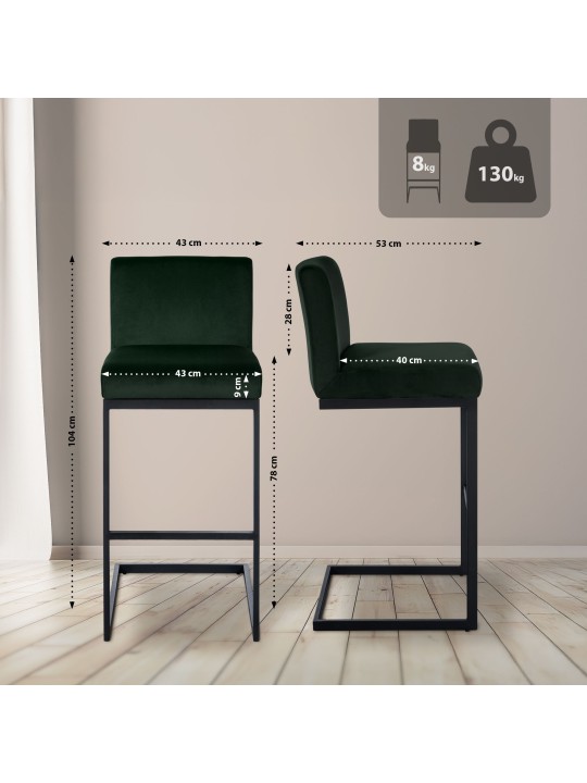 Barstol Hopewell fløjl B, grøn Barstol Hopewell fløjl B, grøn