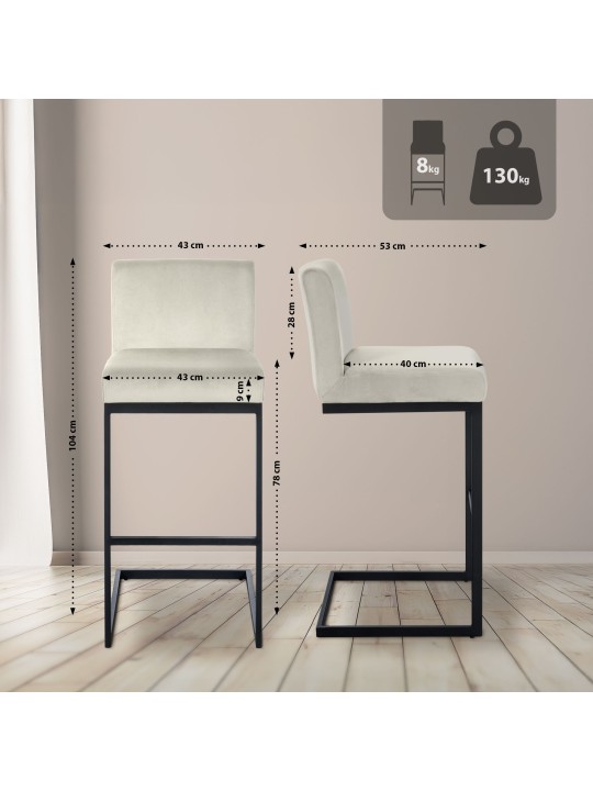 Barstol Hopewell fløjl B, creme Barstol Hopewell fløjl B, creme