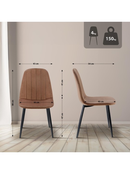 Baxter spisestuestol i fløjl, brun Baxter spisestuestol i fløjl, brun