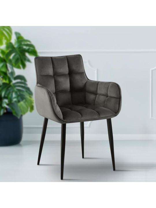 Stol Tirana fløjl, antracit