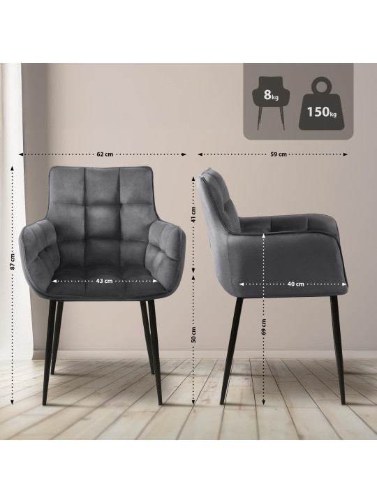 Stol Tirana fløjl, mørkegrå Stol Tirana fløjl, mørkegrå