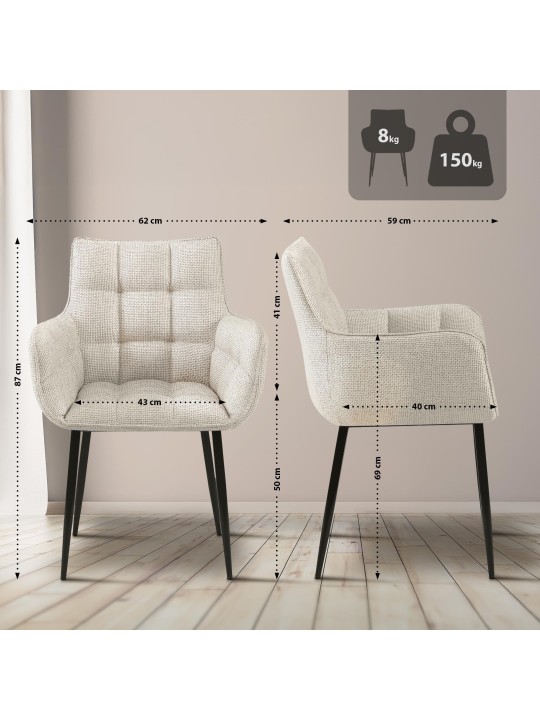 Stol Tirana stof, elfenben