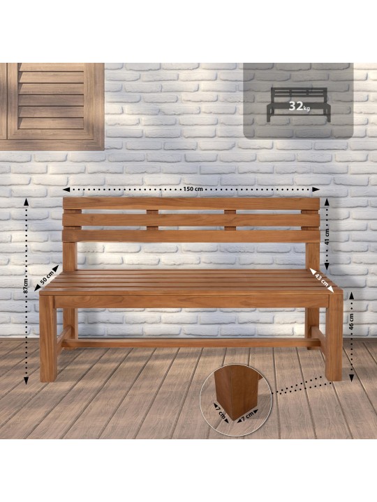 Teak bænk Augusta 150 cm, teak