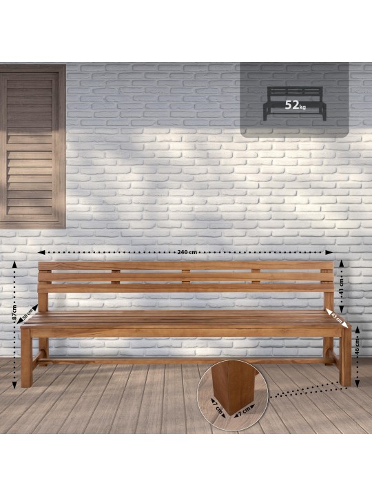 Teak bænk Augusta 240 cm, teak