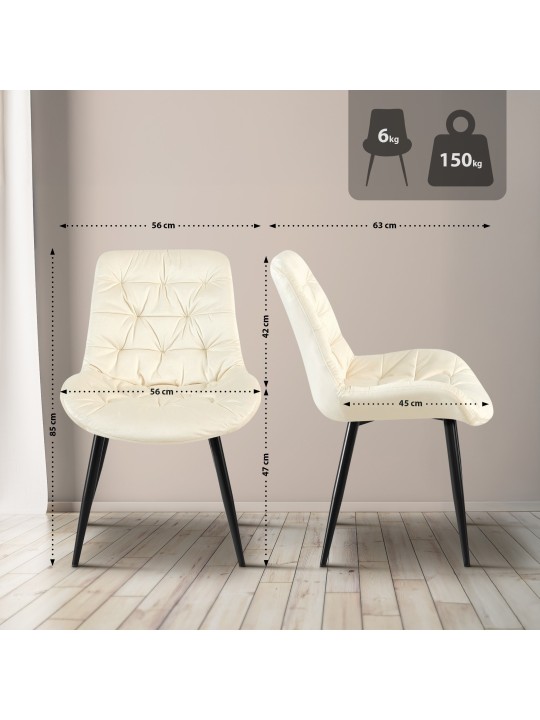 Rossford spisestuestol i fløjl, creme