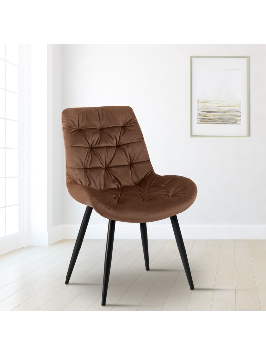 Rossford spisestuestol i fløjl, brun