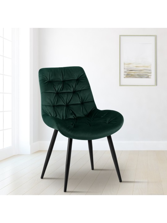 Rossford spisestuestol i fløjl, grøn