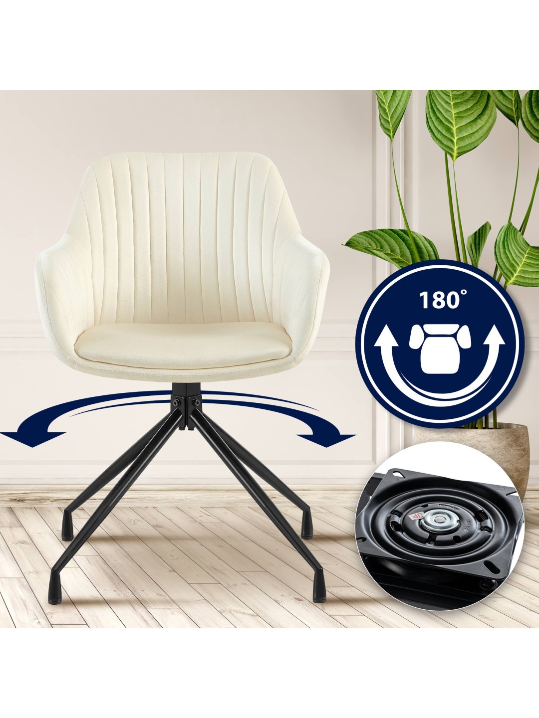 Welby fløjl spisestuestol, creme