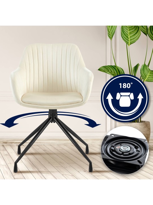 Welby fløjl spisestuestol, creme