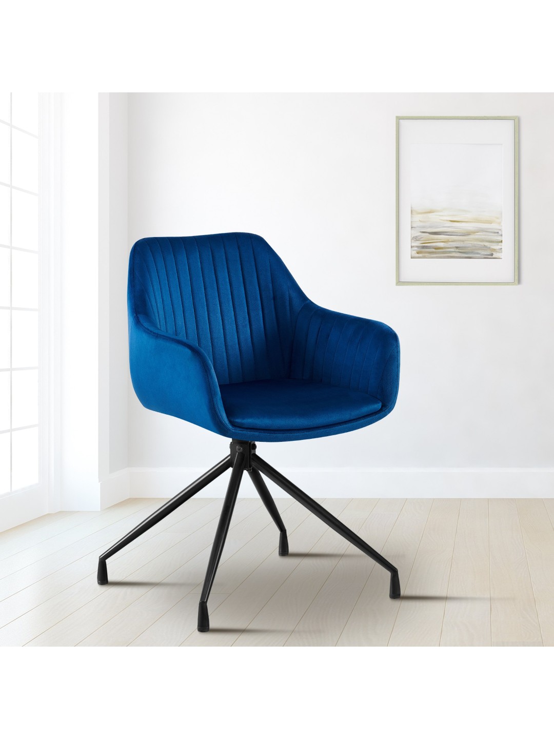 Welby fløjl spisestuestol, mørkeblå