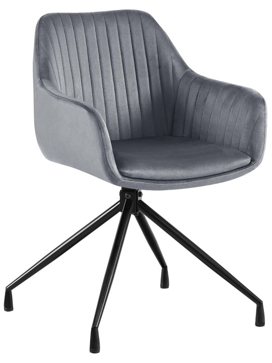 Welby fløjl spisestuestol, mørkegrå