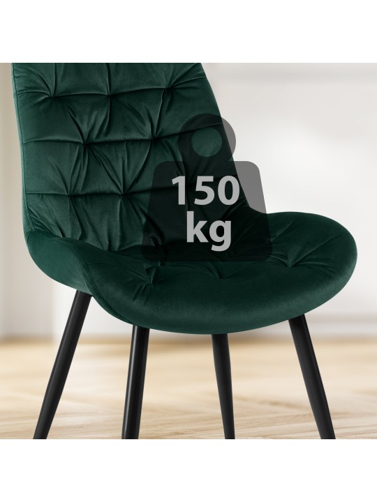 Rossford spisestuestol i fløjl, grøn